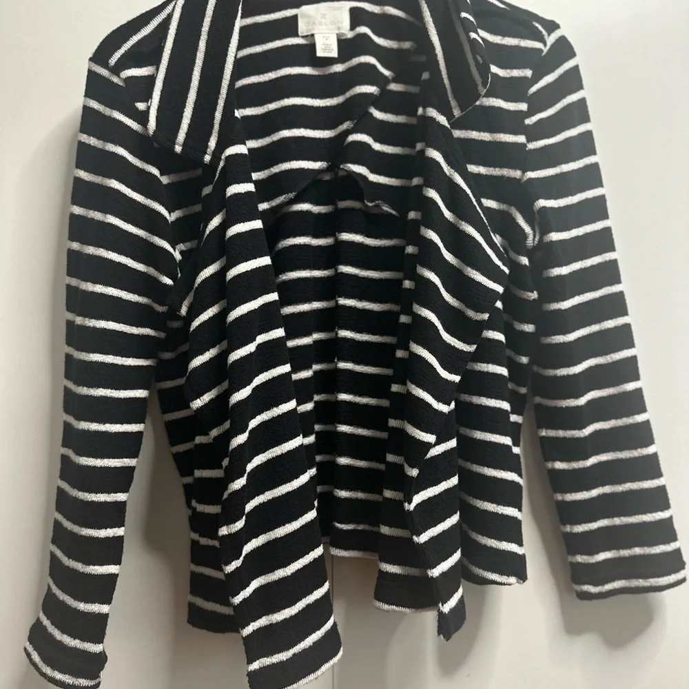 Caslon Black and White Striped Cardigan - Picture 2 of 4